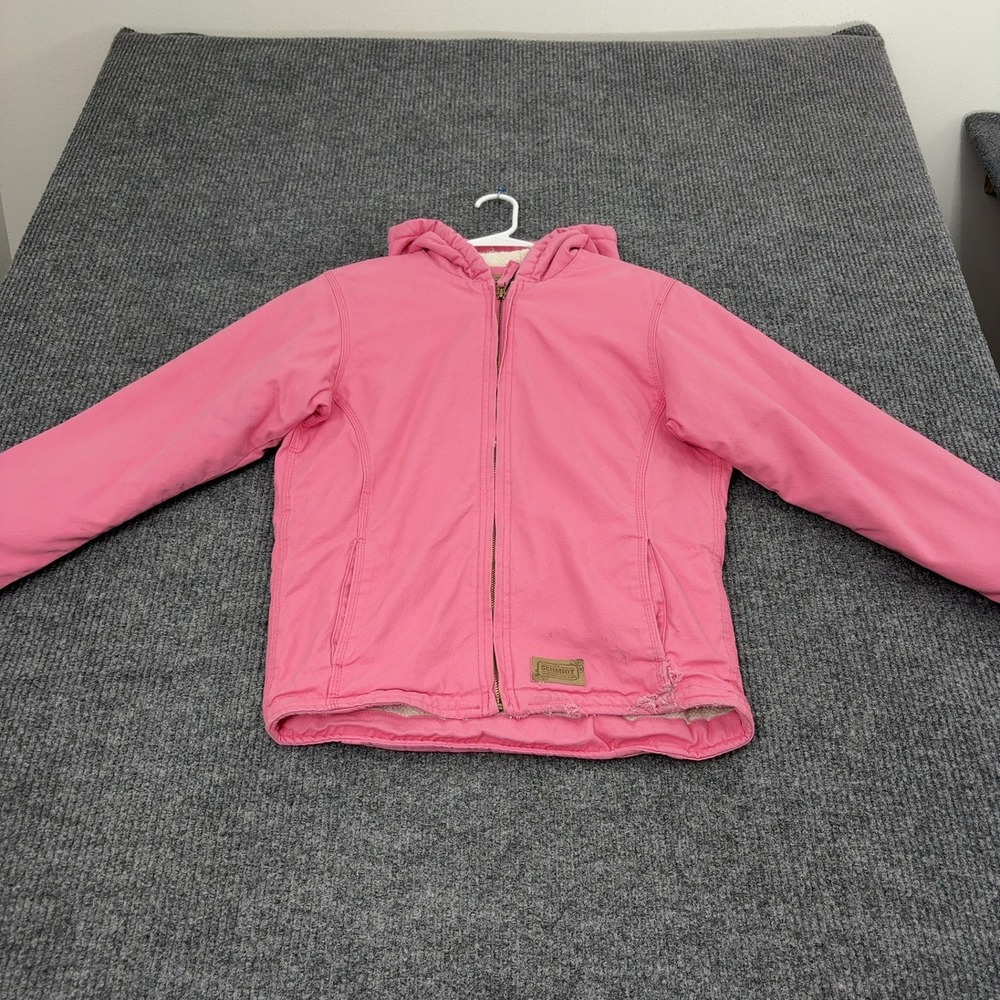 Schmidt Jacket Youth L Pink Cotton Canvas Sherpa Lined Hooded Workwear Utility